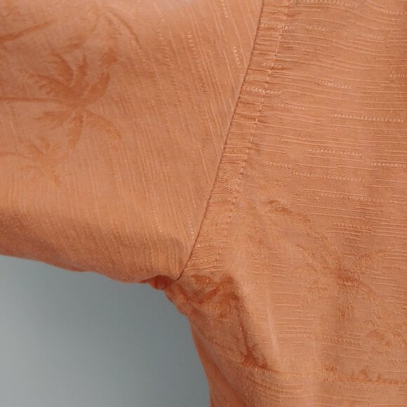 Van Heusen Mens 100% silk orange short sleeve button down shirt Medium - Picture 6 of 15